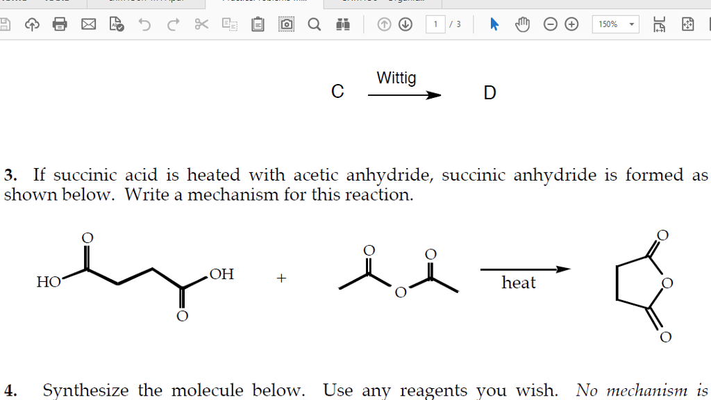 Solved Wittig 3 If Succinic Acid Is Heated With Acetic A Chegg Com