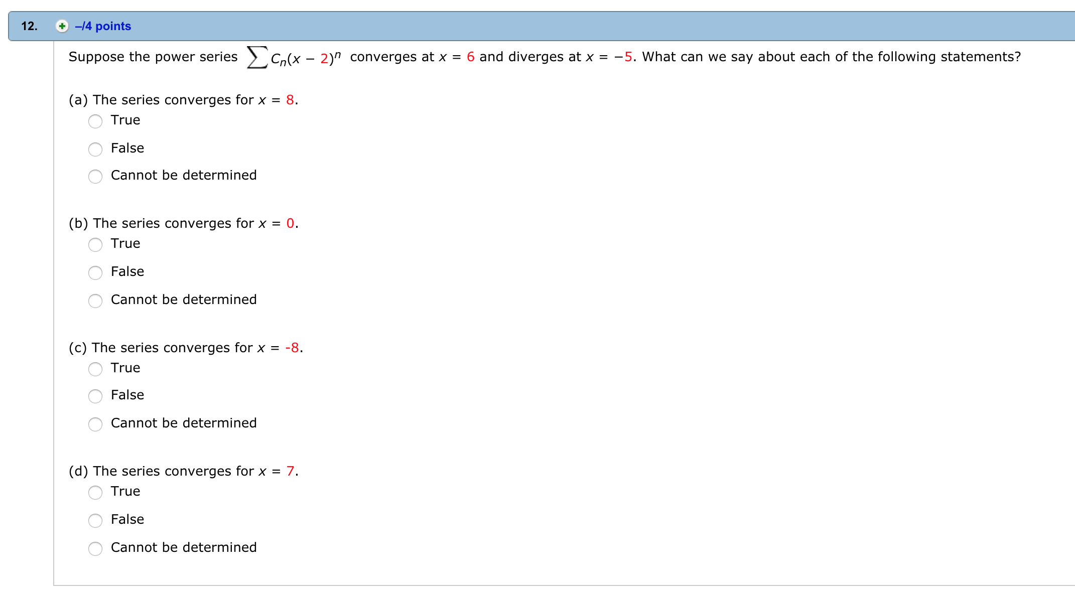 Suppose The Power Series Cn X 2 N Converges At X Chegg Com