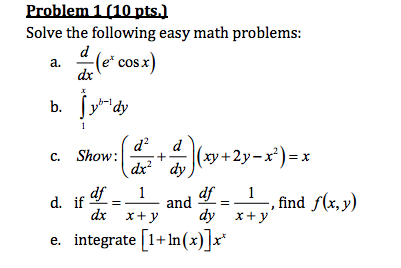 Problem Pts Solve The Following Easy Math Problems Chegg Com