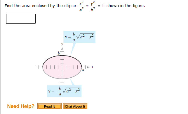 Solved Find The Area Enclosed By The Ellipse X 2 A 2 Y Chegg Com