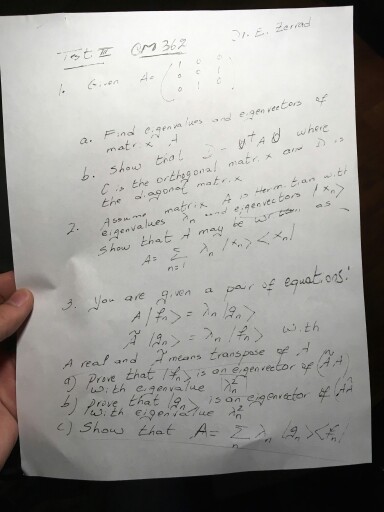 Solved Problem 2 And 3 2 Assume Matrix A Is Hermitian Wi Chegg Com