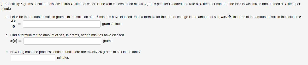 Solved A fish tank initially contains 15 liters of pure