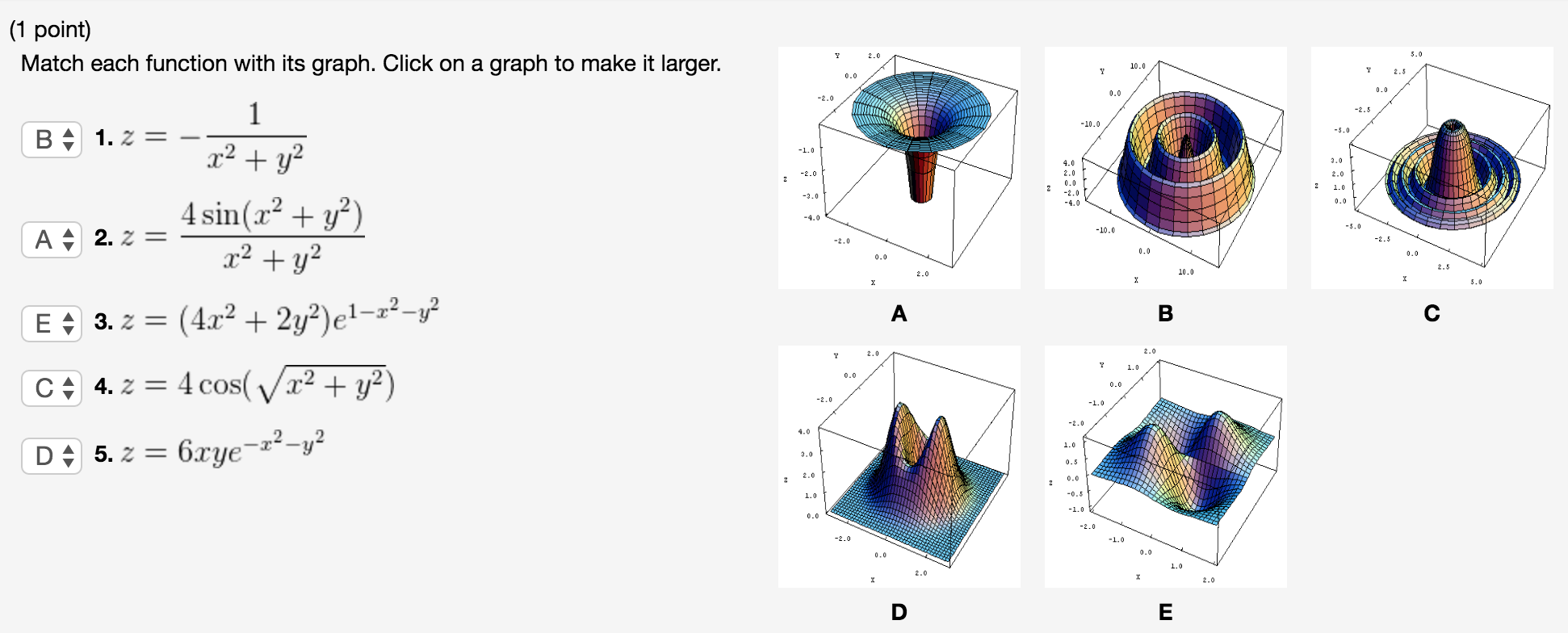 Match Each Function With Its Graph Click On A Graph Chegg Com