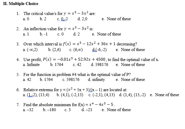 Solved The Critical Value S For Y X 3 3x 2 Are 0 2 0 Chegg Com