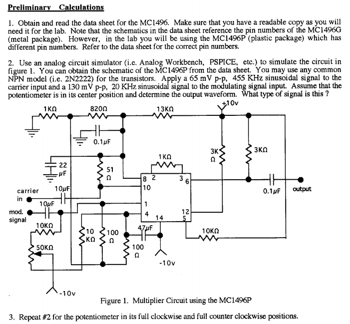 Solved Obtain And Read The Data Sheet For The Mc1496 Mak Chegg Com