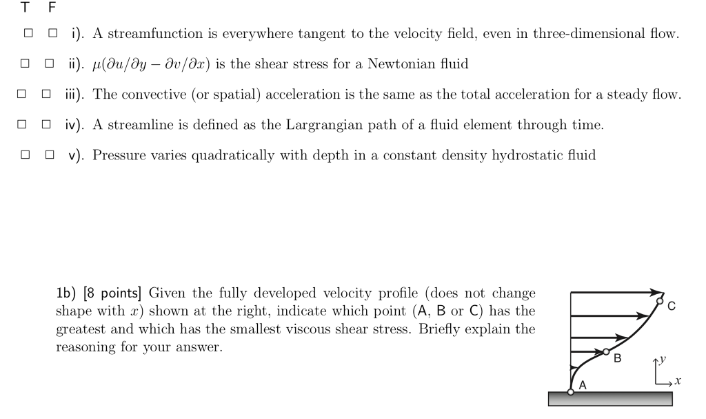 Solved T F ロ I A Streamfunction Is Everywhere Tangent To Chegg Com