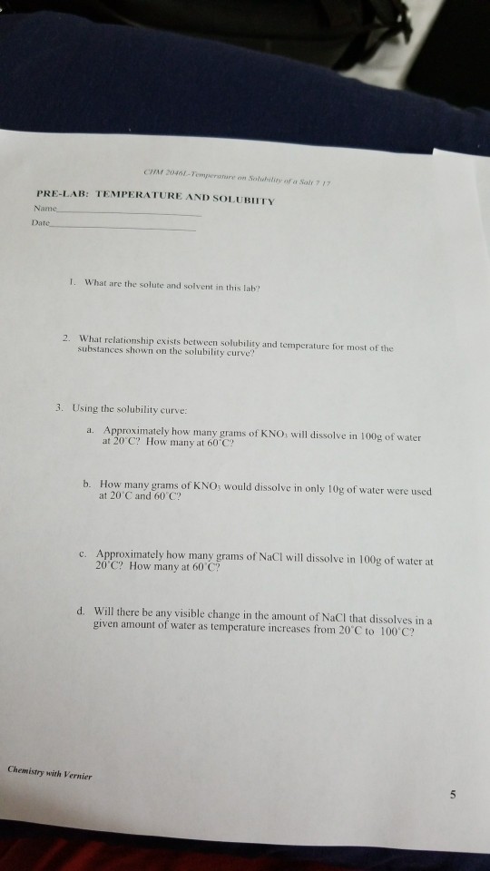 Solved Chm 20401 Temperanure On Solubstity Of A Salr 7 Pr Chegg Com