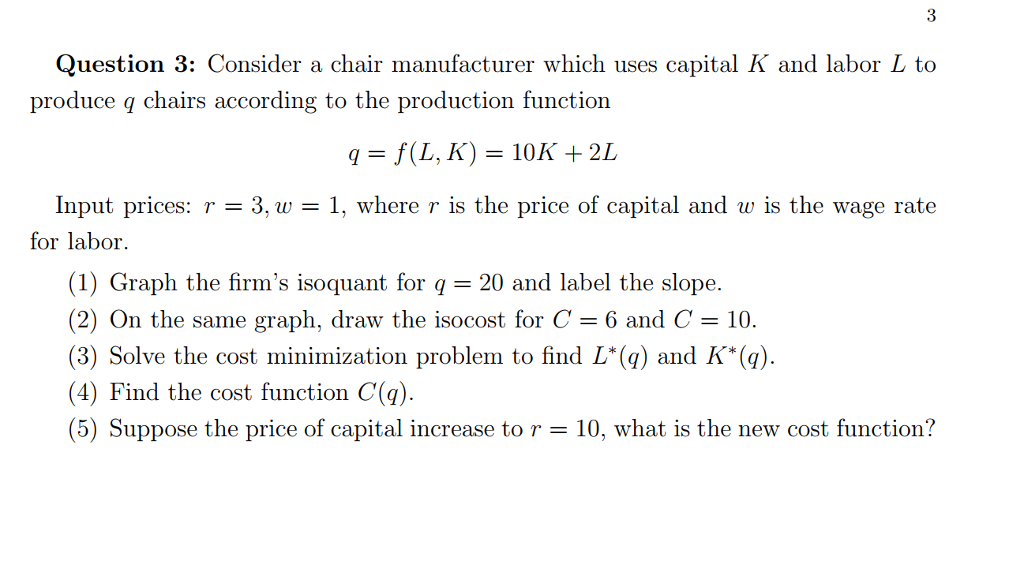 Solved Question 3 Consider A Chair Manufacturer Which Us