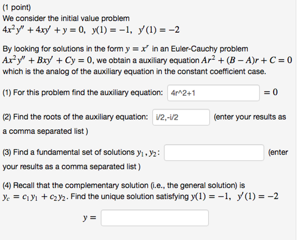 Solved We Consider The Initial Value Problem 4x 2y 4xy Chegg Com