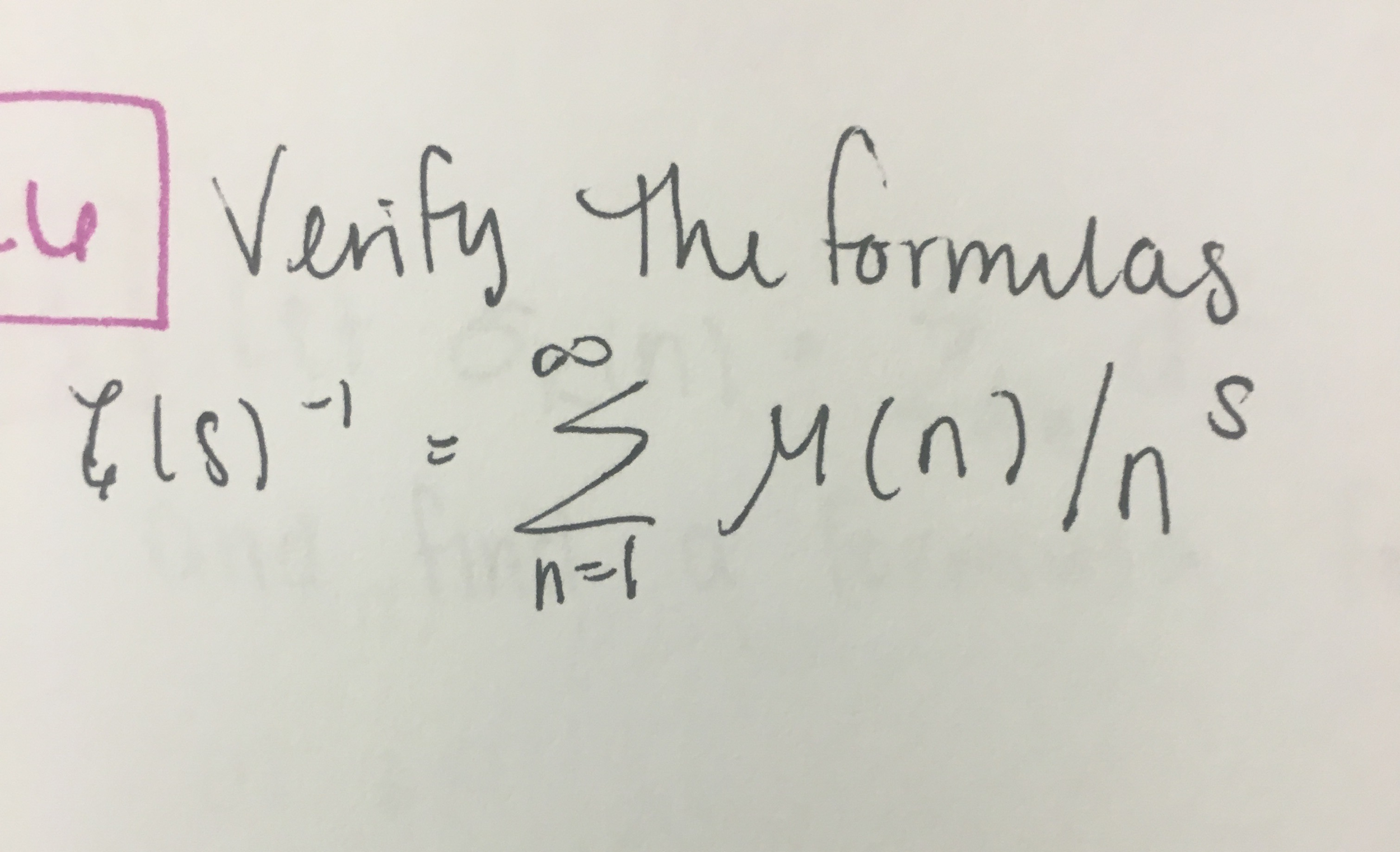 Solved Where zeta (not zeta inverse) equals the sum from n=25