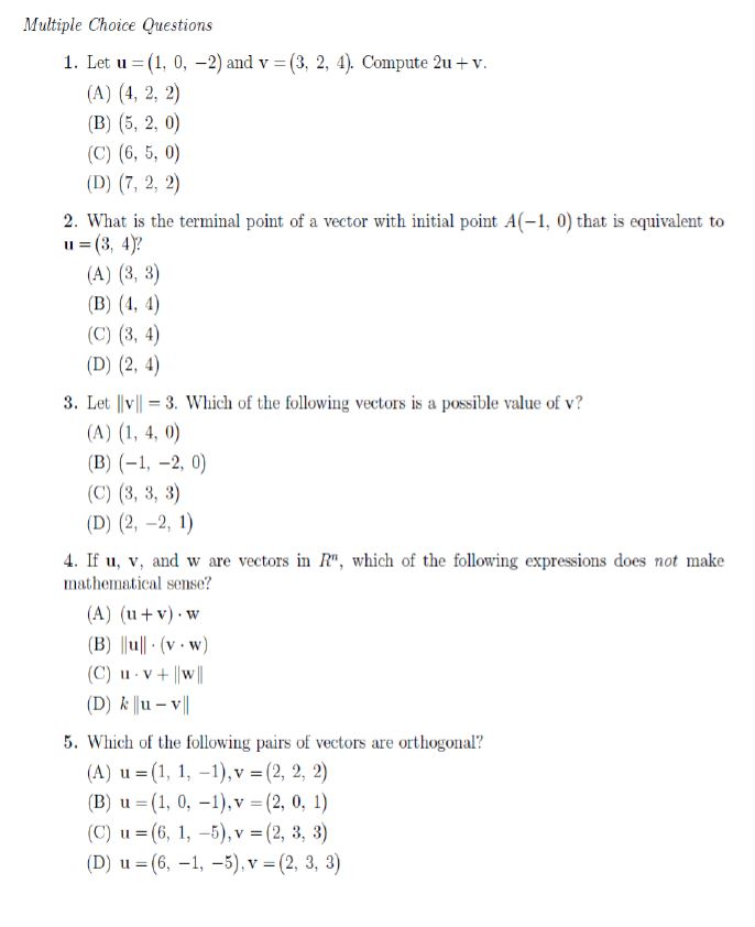 Solved Let U 1 0 2 And V 3 2 4 Compute 2u V Chegg Com