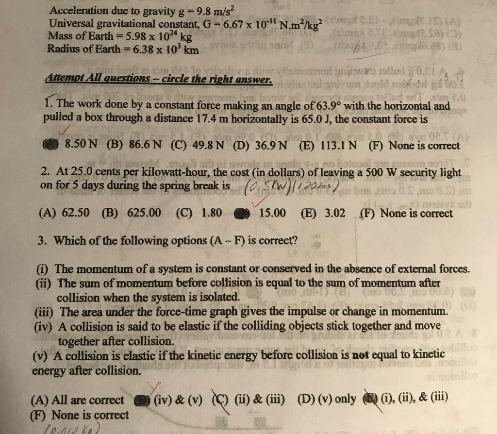 Solved Acceleration Due To Gravity G 9 8 M S Universal Gr Chegg Com