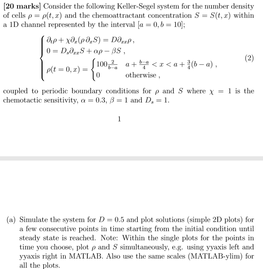 Marks Consider The Following Keller Segel Syst Chegg Com