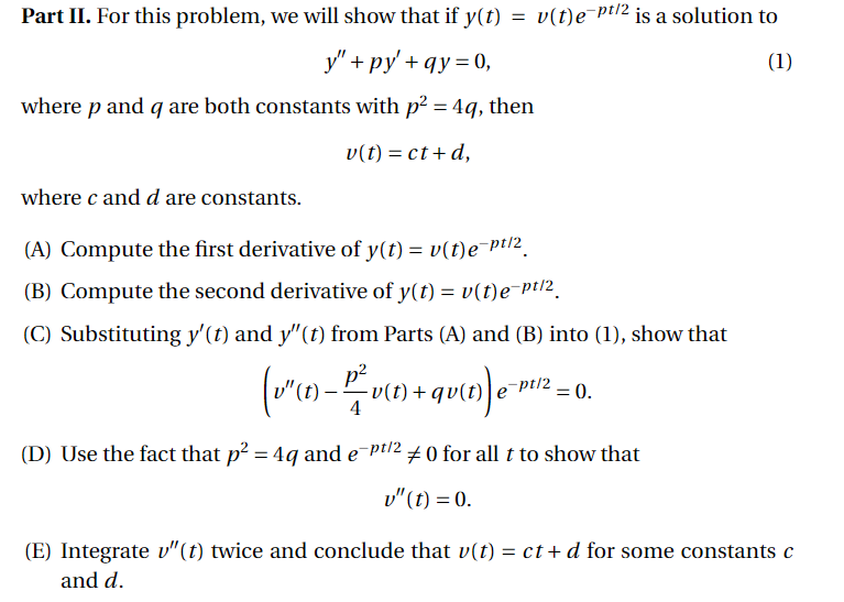 Solved Part Ii For This Problem We Will Show That If Y T Chegg Com
