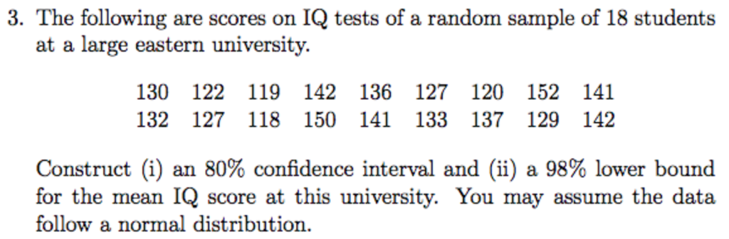 Solved 3 The Following Are Scores On Iq Tests Of A Rando