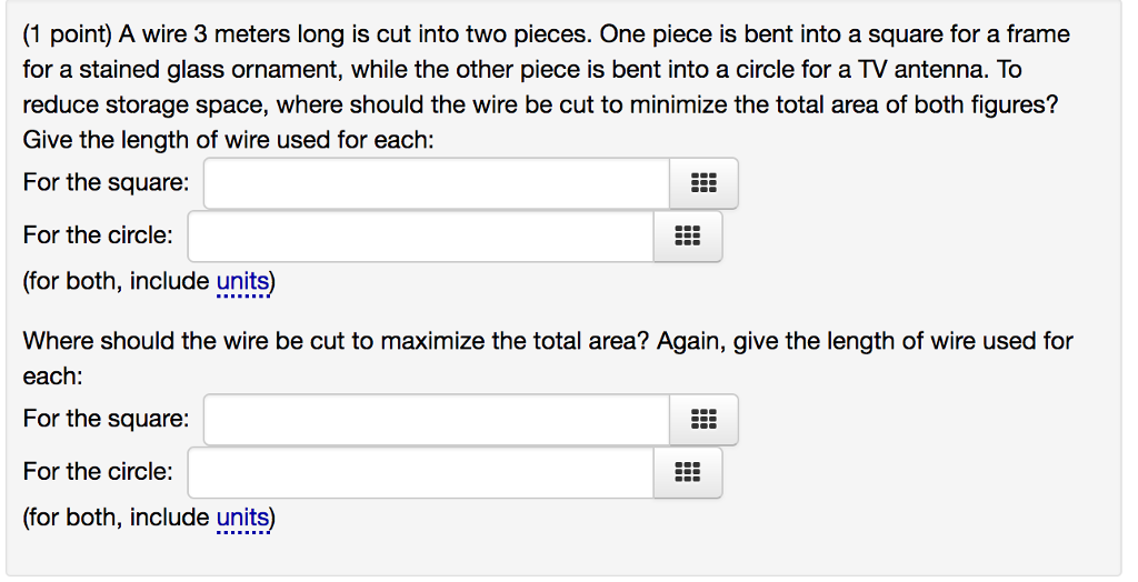 Solved A piece of wire 8 m long is cut into two pieces. One