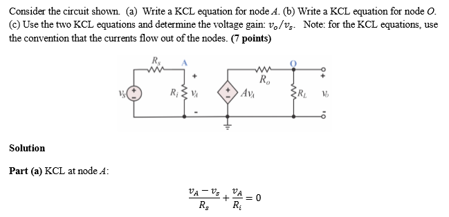 Solved Consider The Circuit Shown A Write A Kcl Equati Chegg Com