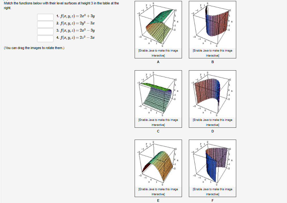 Solved Match The Functions Below With Their Level Surfaces Chegg Com