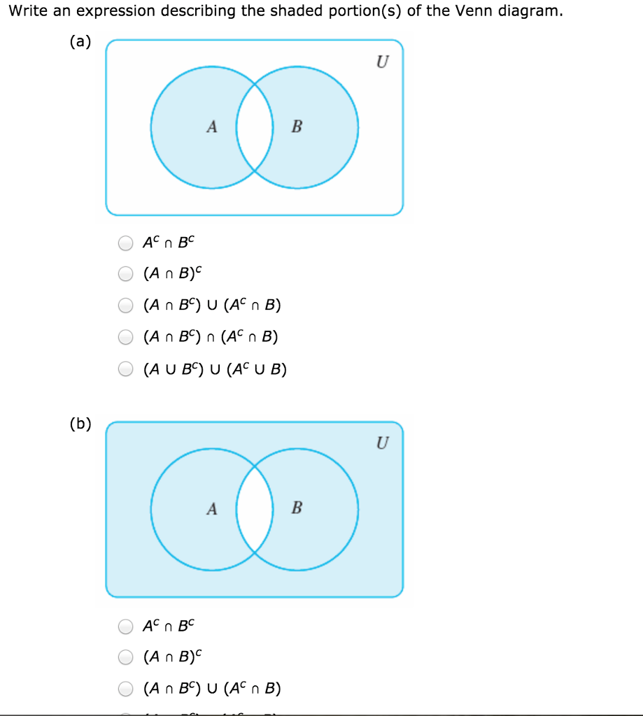 Solved Write An Expression Describing The Shaded Portion Chegg Com