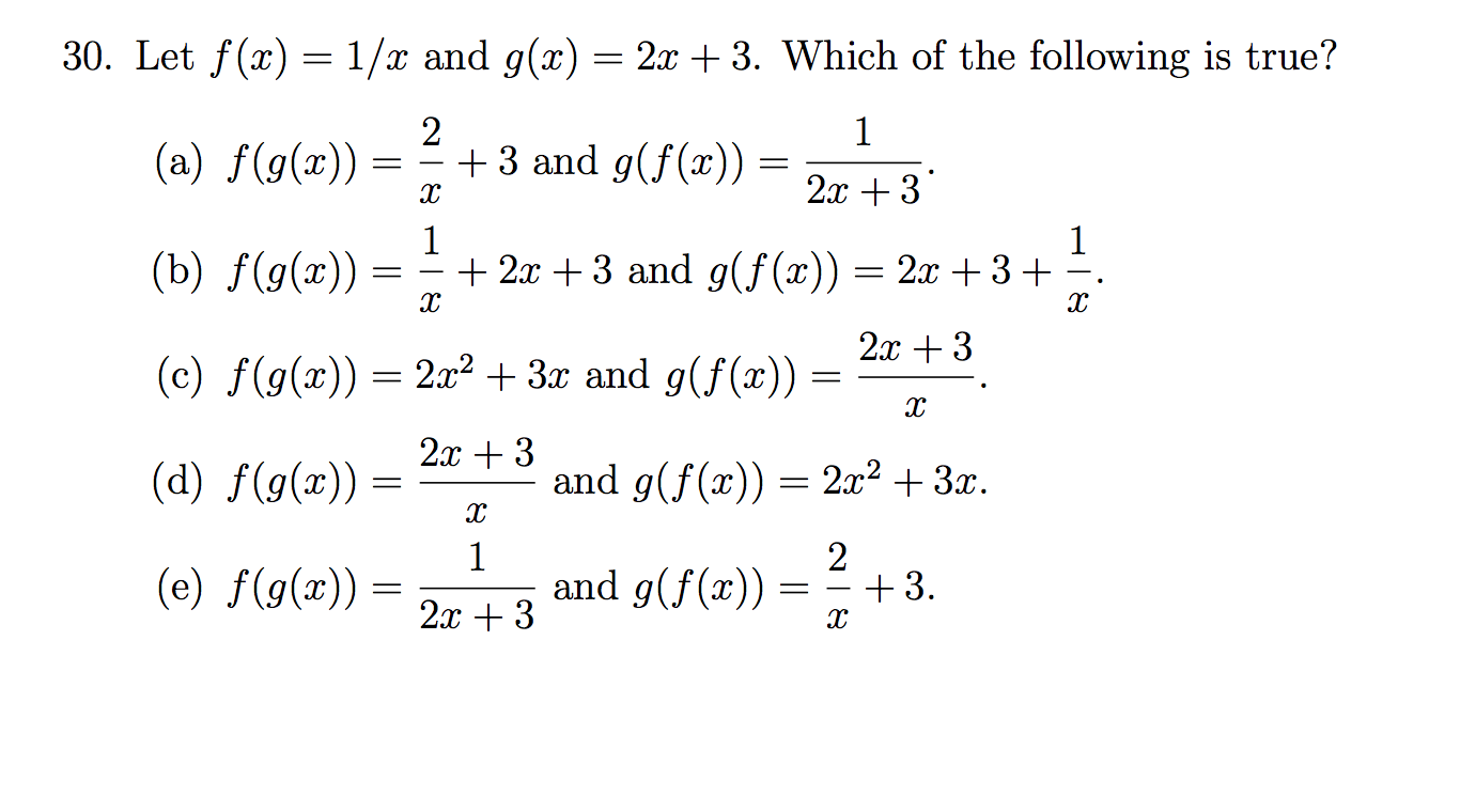 Solved Let F X 1 X And G X 2x 3 Which Of The Chegg Com