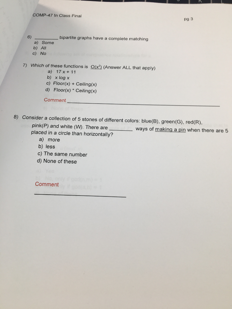 Solved Comp 47 In Class Final P9 3 6 Bipartite Graphs Ha