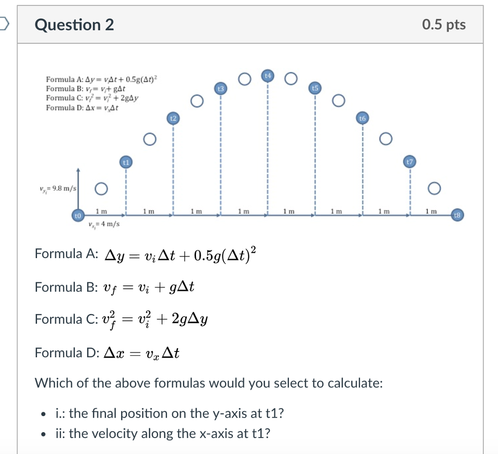 Formula A Delta Y V I Delta T 0 5g Delta T 2 Chegg Com