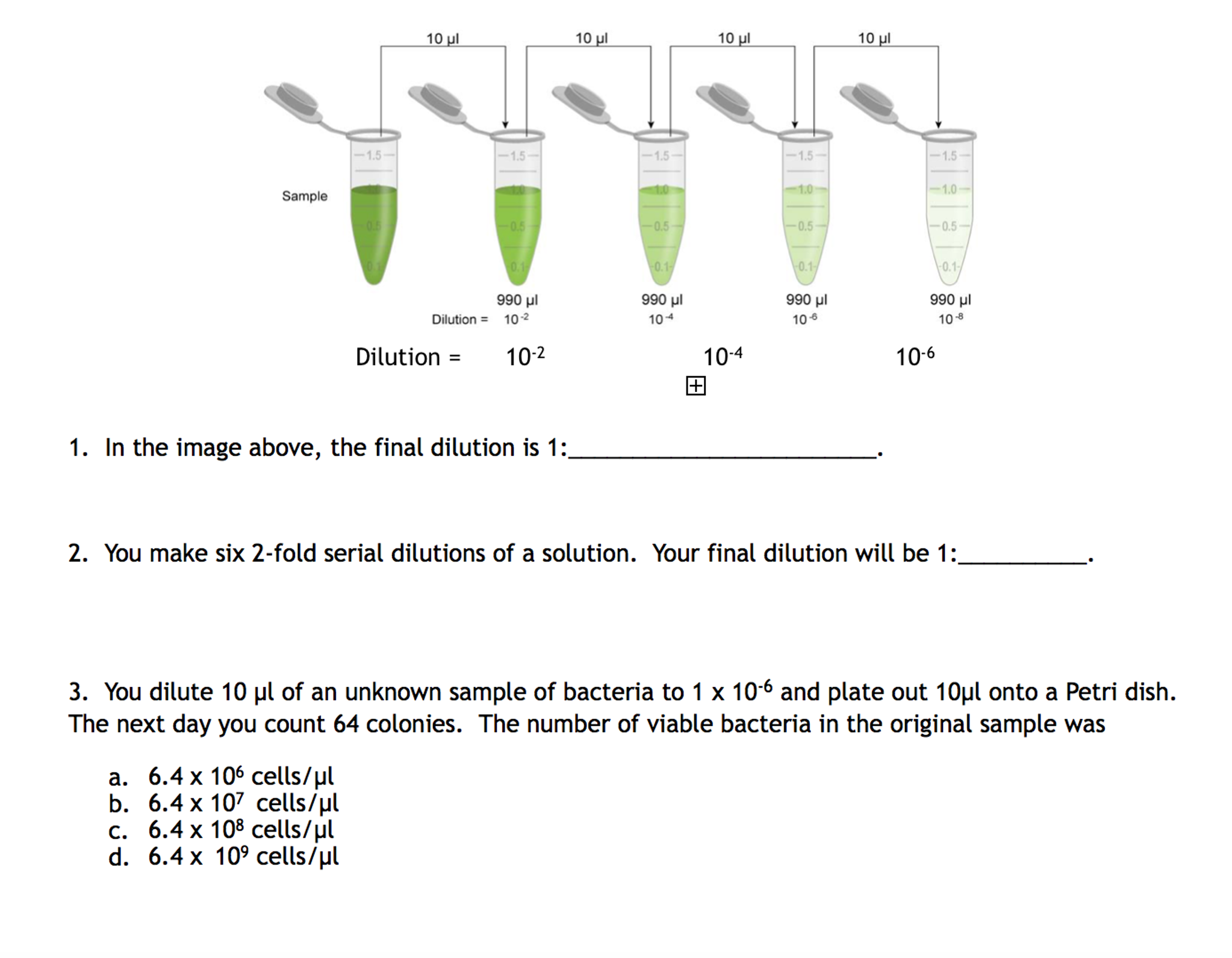 Serial dilution quiz image