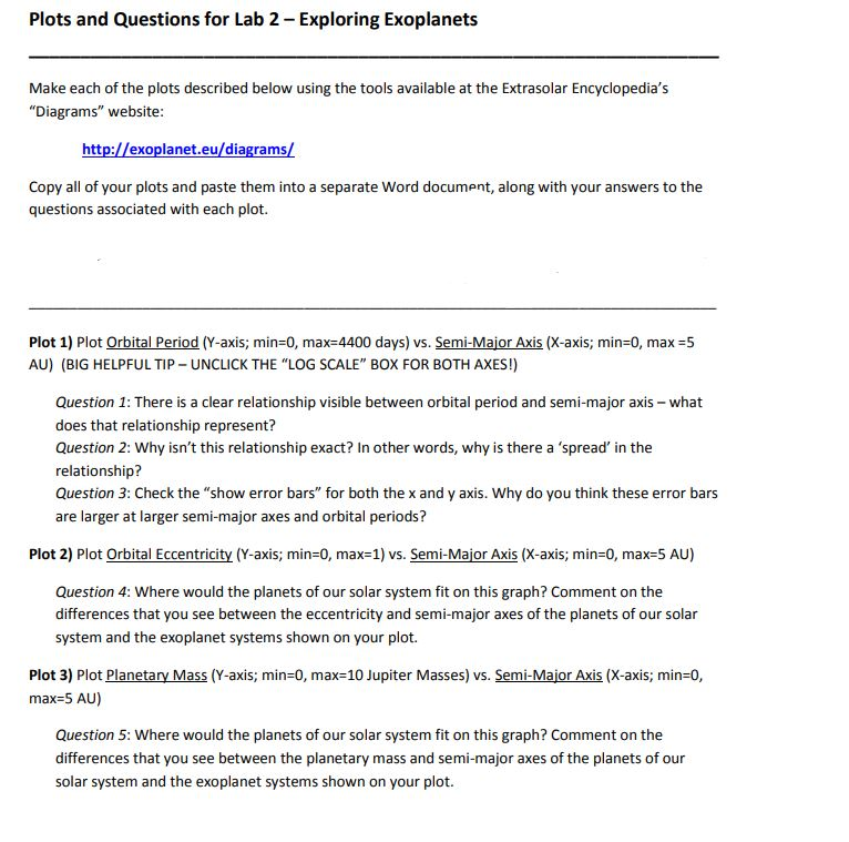 Solved Plots And Questions For Lab 2 Exploring Exoplanets