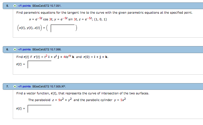 Solved Find Parametric Equations For The Tangent Line To Chegg Com