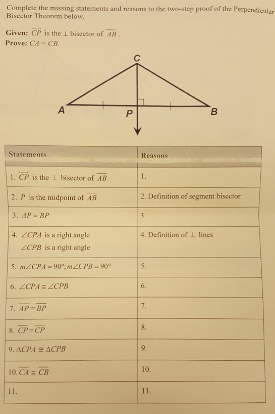 definition of perpendicular bisector