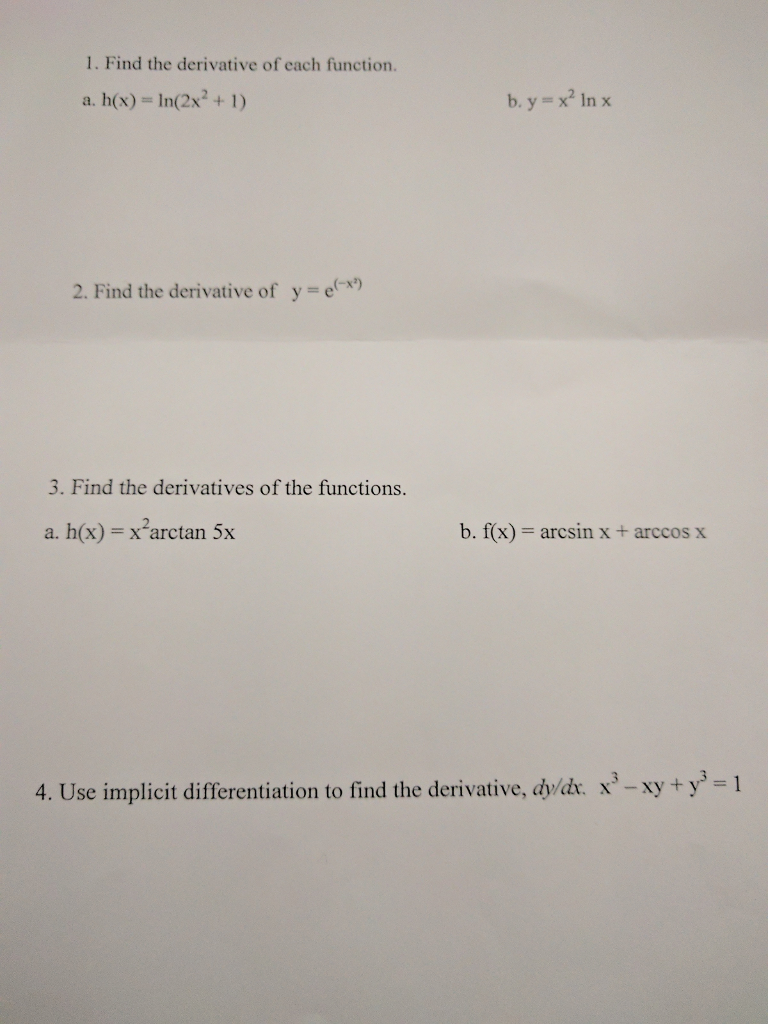 Find The Derivative Of Each Function A H X Chegg Com