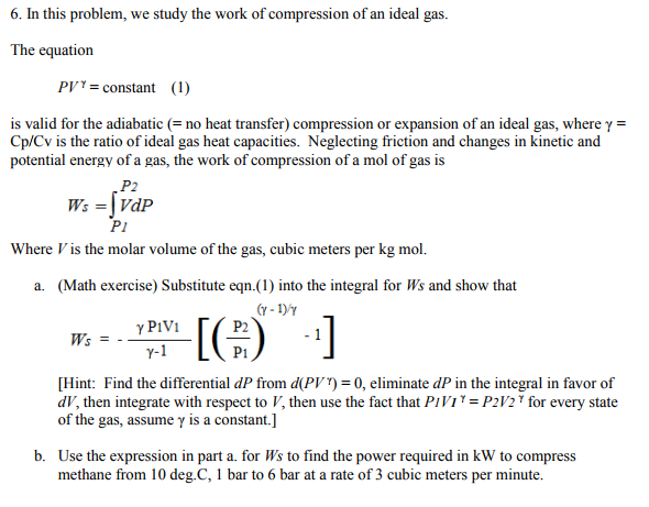 Solved ion of an ideal gas. The equation PI = constant (1