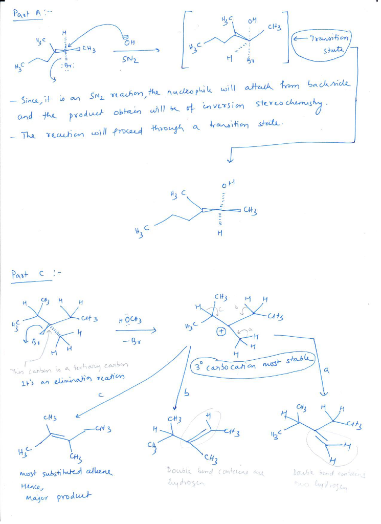 Question & Answer: Part A Give the mechanism. SN2 CH,CH.CH Draw all missing reactants and/or products in the..... 2