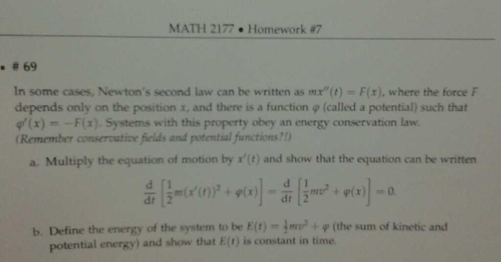 Math 2177 Homework 7 69 Taken From Chapter 16 Chegg Com