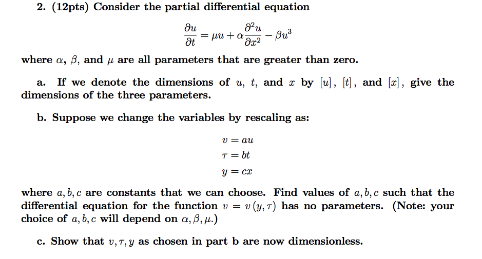 Consider The Partial Differential Equation U T Mu Chegg Com