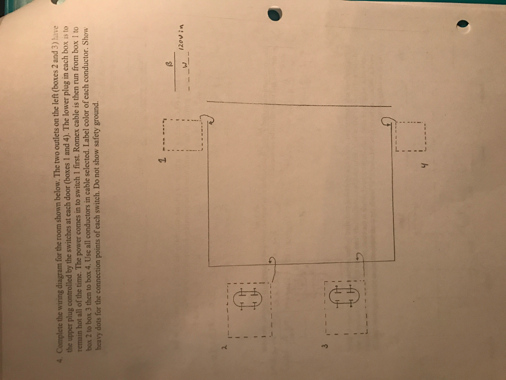 4 Complete The Wiring Diagram For The Room Shown Chegg Com