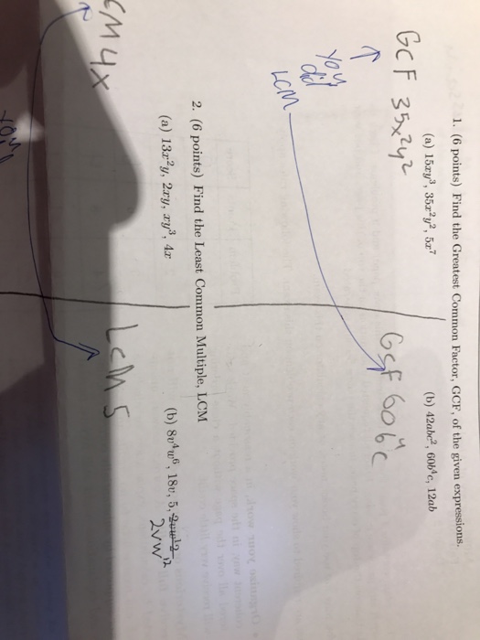 Solved Find The Greatest Common Factor Gcf Of The Given Chegg Com