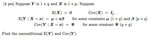 Suppose Y Is 1 Q And X Is 1 P Suppose E X 0 Cov Chegg Com