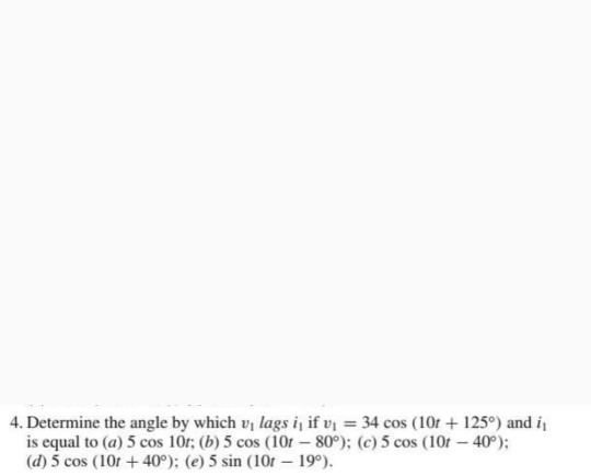 Solved 4 Determine The Angle By Which Ui Lags I If U 3 Chegg Com