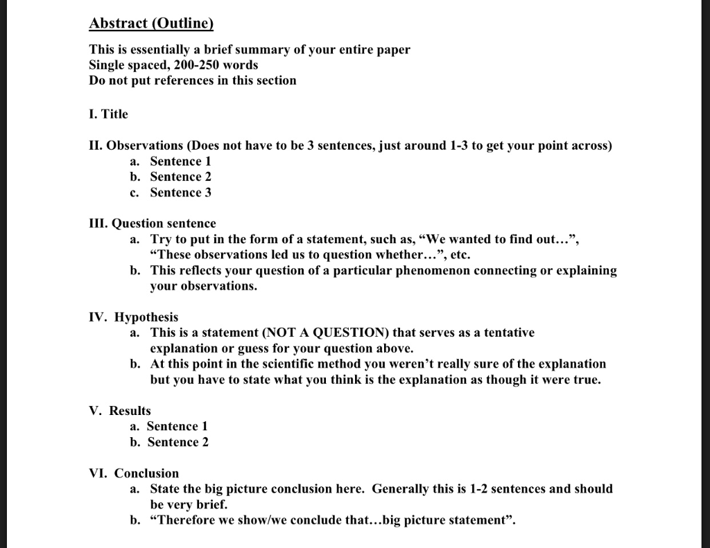 research abstract outline