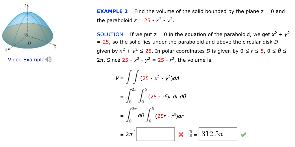 Example 2 Find The Volume Of The Solid Bounded By The Chegg Com