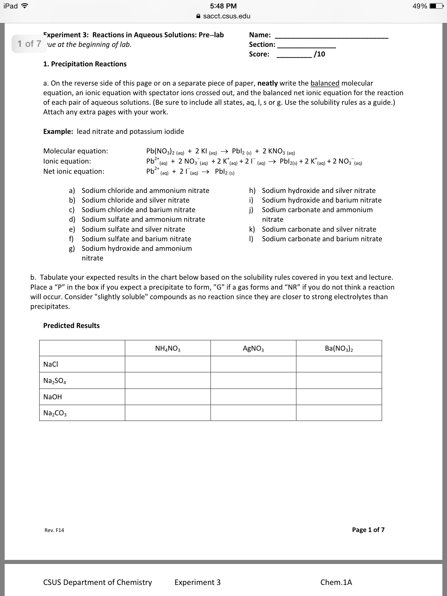 Electrolyte Lab Chart