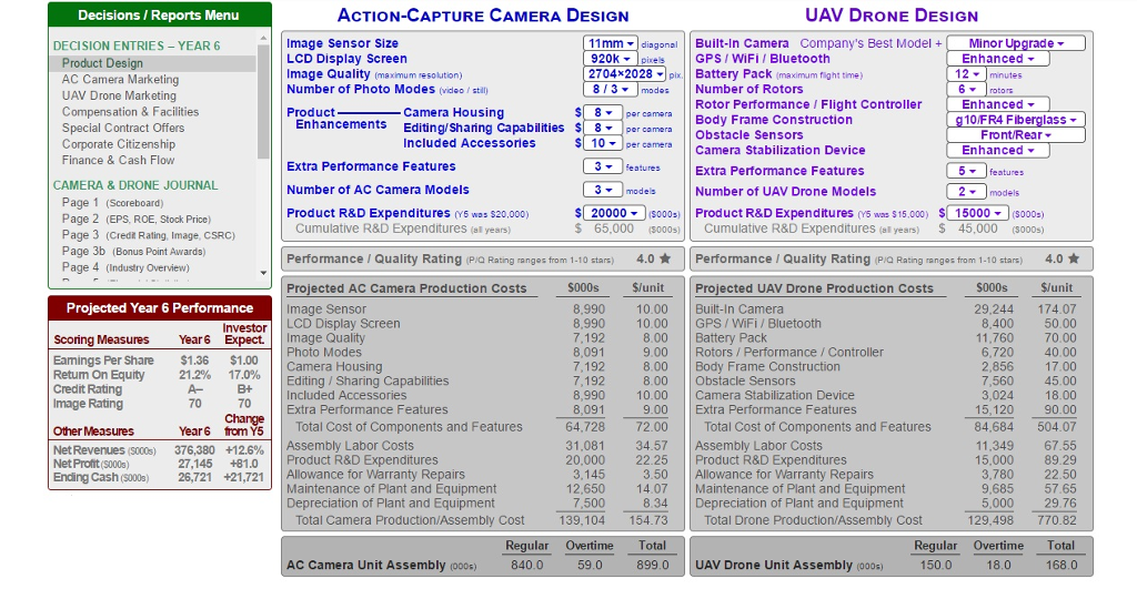 Solved Uav Drone Design Decisions Reports Menu Action Cap