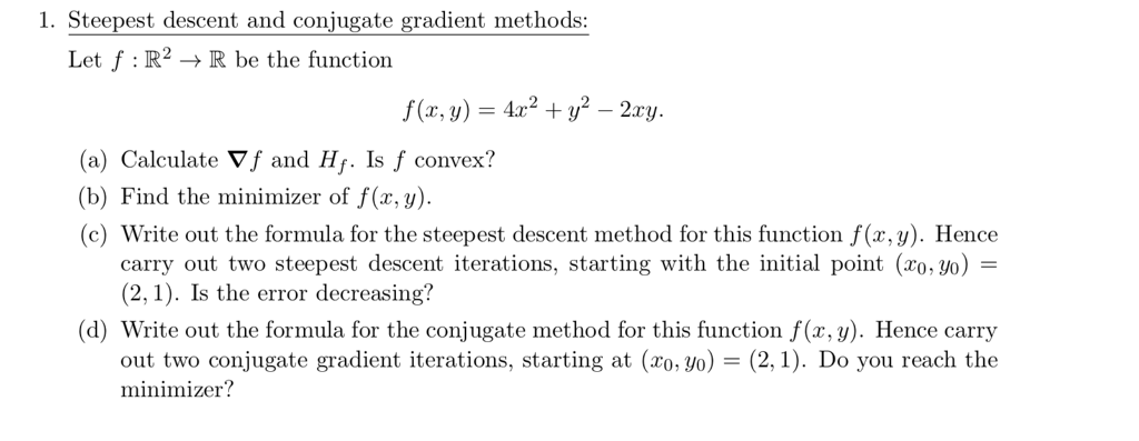 The steepest descent algorithm.