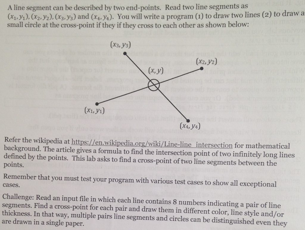 Solved A line segment can be described by two end-points.