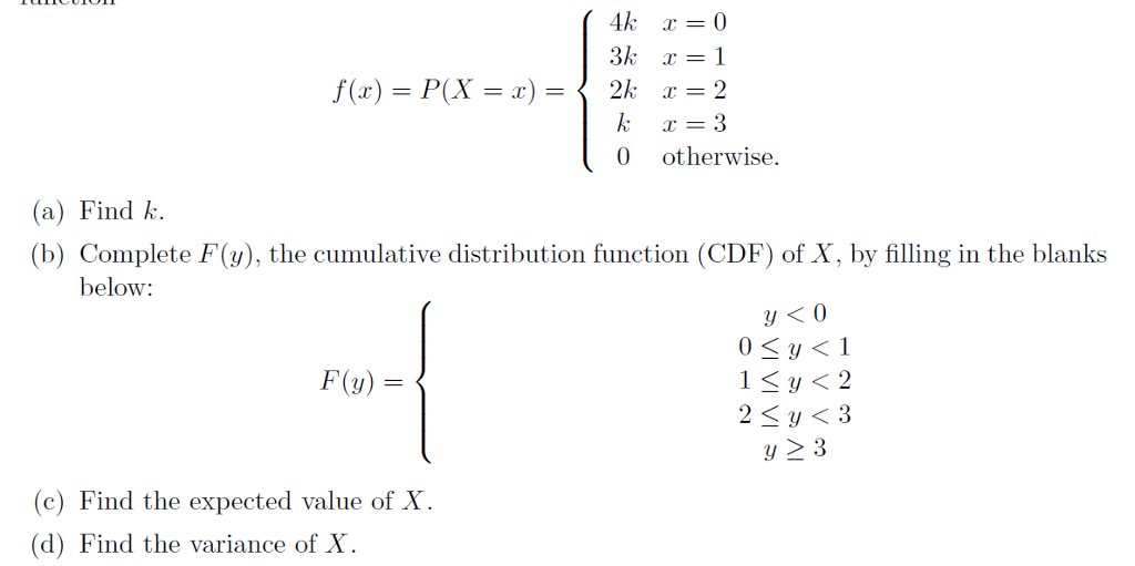 Solved Function F X P X X 4k X 0 3k X 1 2k X Chegg Com