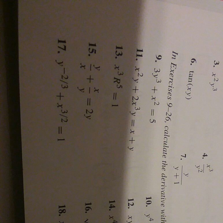 Solved 3 X2 Y3 3 2 4 6 Tan Xy 7 Y 1 Ercises 9 26 Chegg Com