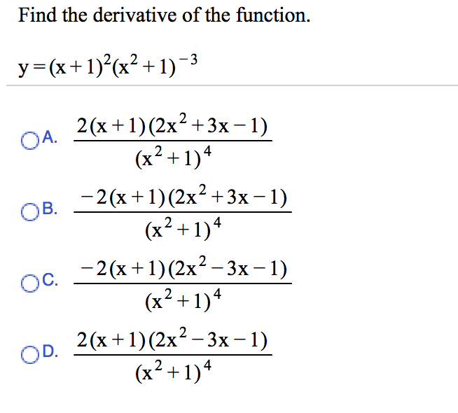 Find The Derivative Of The Function Chegg Com