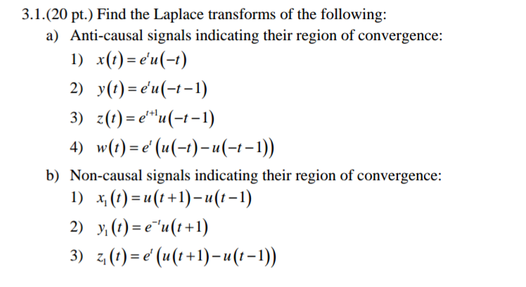 Solved 3 1 Pt Find The Laplace Transforms Of The F Chegg Com