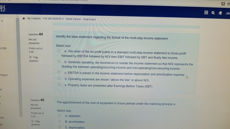 N 屾☆ SH FIN Courses My Solved: Week V F WI2018 ... Eleven 506